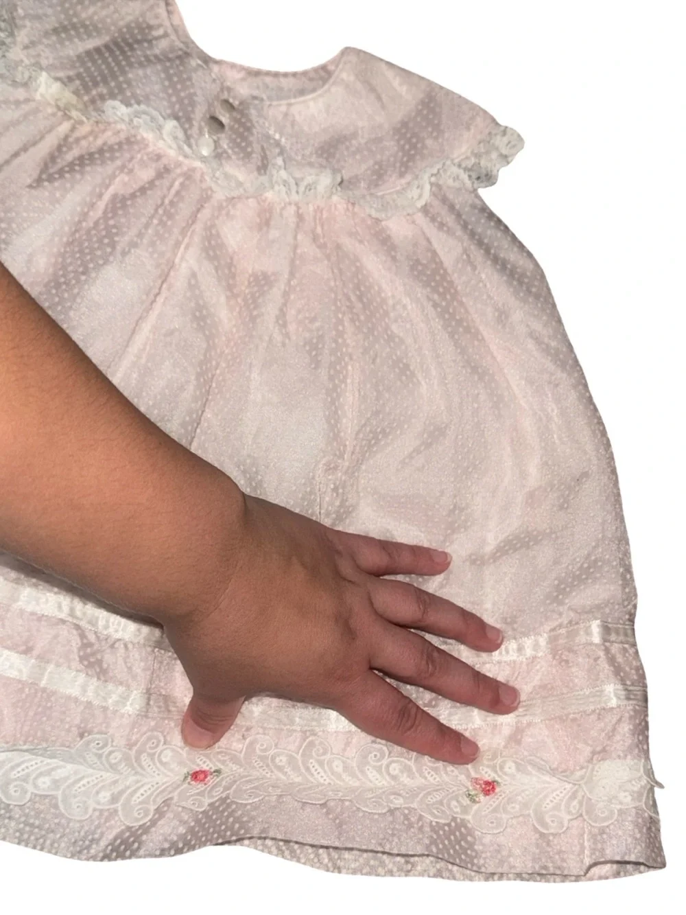 VTG 90s  Baby Girls Dress Size 24 Months Pink Lace Layered USA